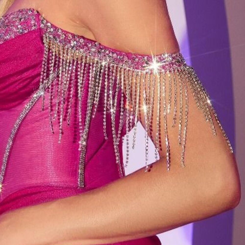 New Off Shoulder Sheath Beads Embellished Prom Dress w/ Sheer Bodice CD KV1123 - Picture 7 of 13